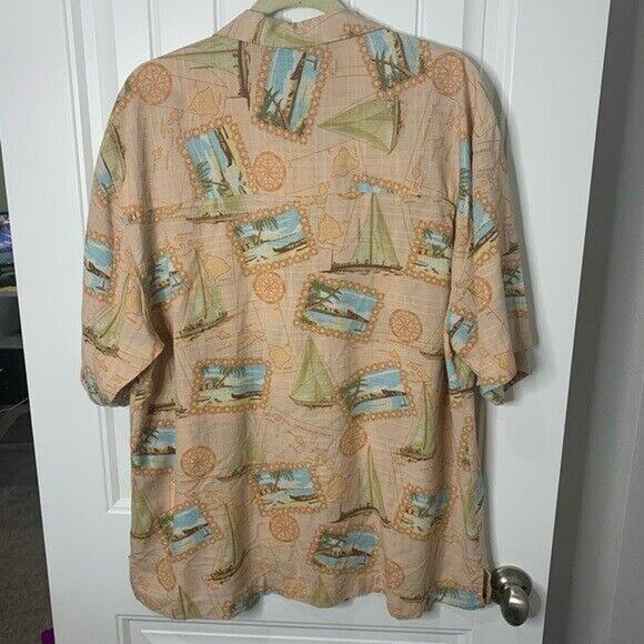 Bermuda Bay Large Silk Shirt Hawaiian Camp Collar Short Sleeve Button Up Men’s - Picture 6 of 6